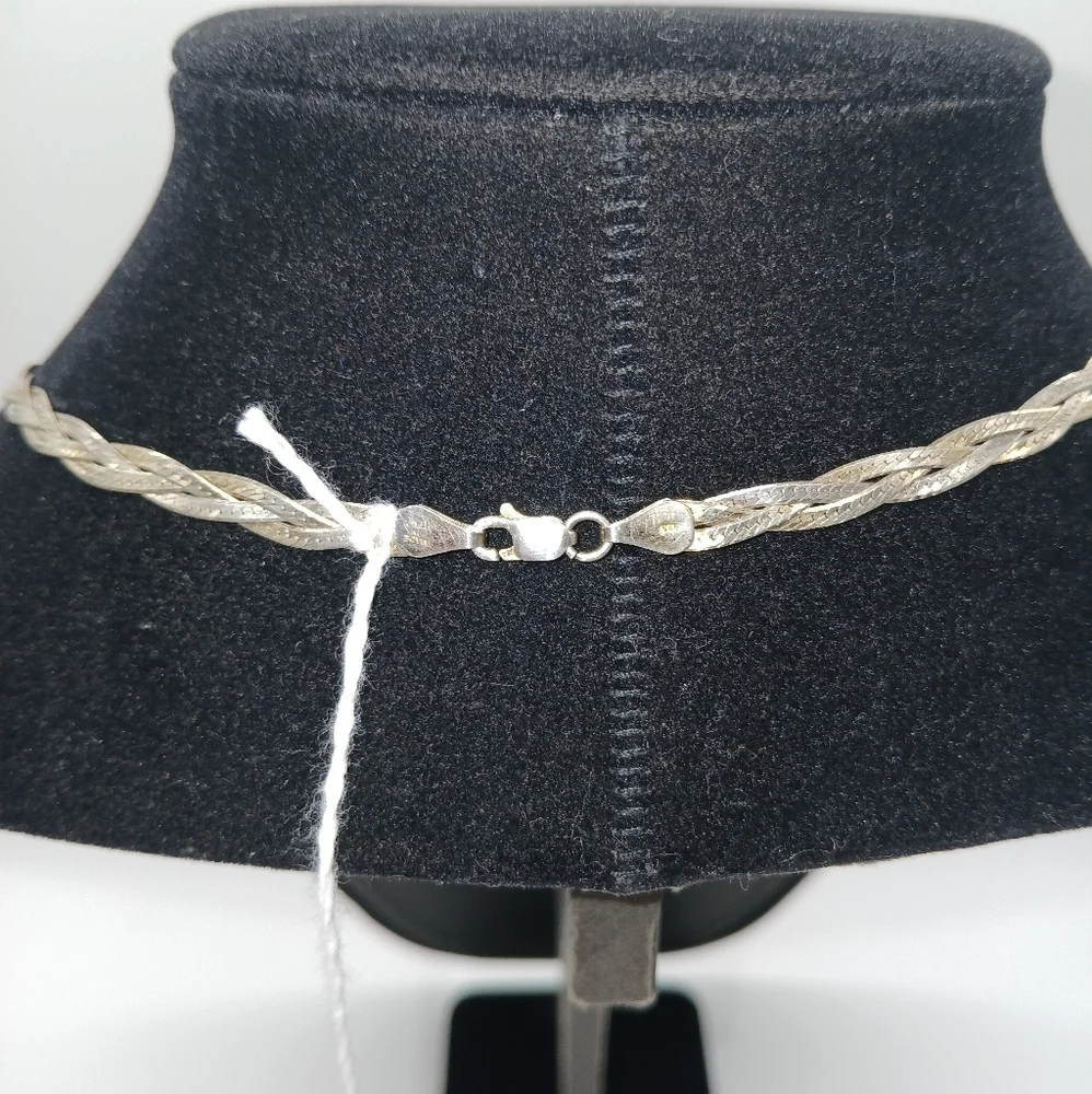Vintage Sterling Silver Braided Necklace 9.58 grams 4.4mm 8.5" - Picture 3 of 3